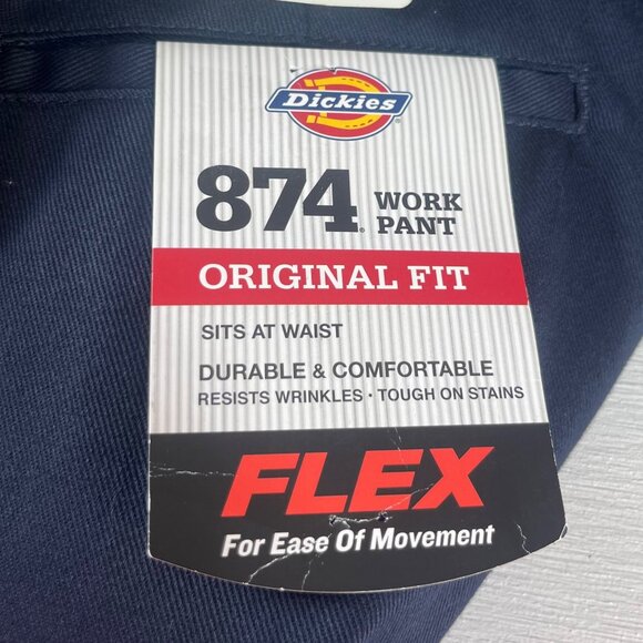 Dickies 874 Original Fit Flex Work Pants Mens 50X32 Blue Durable New - Picture 10 of 11